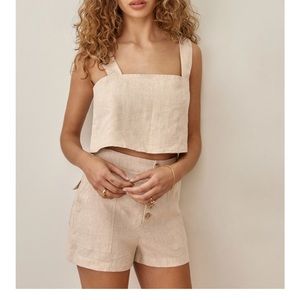 Reformation linen lorin top size med and keys shorts size 6
